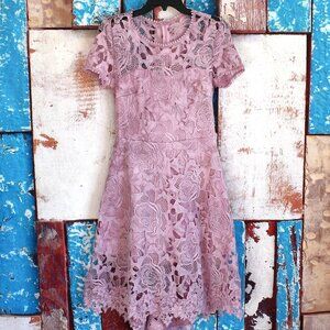 Women's Unbranded Lace Maxi Dress Zip Back Closure MEDIUM Pink